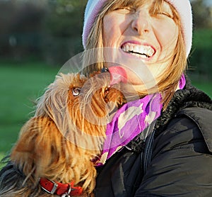 Loving doggy licks for mummy!
