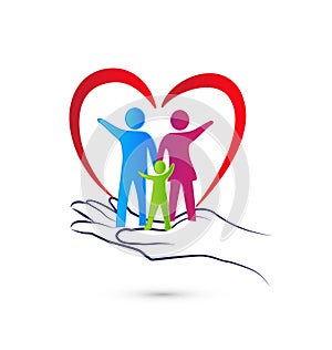 Loving family with caring hands icon