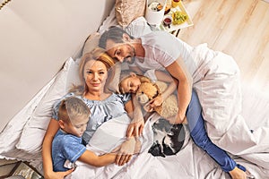 Loving family sleeping together