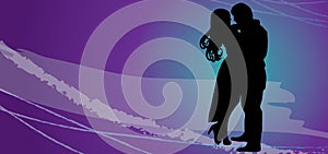 Loving happy couples. Vector silhouette - couples in love eps