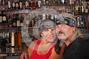 Loving Husband and Wife in Bandannas