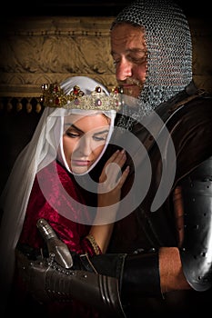 Loving Medieval queen and knight