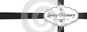 Loving Memory Obituary Emblem Black Ribbon Header