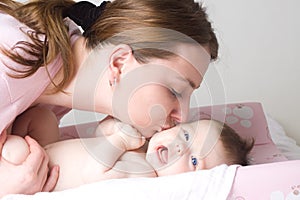 Loving mother with baby