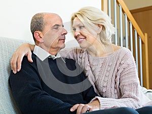 Loving senior couple at home