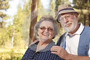 Loving Senior Couple Outdoors Portrait