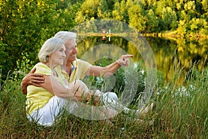 Loving senior couple posing