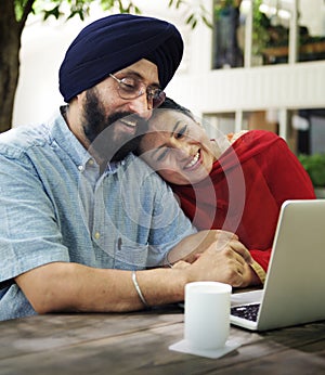 Loving senior Indian couple together