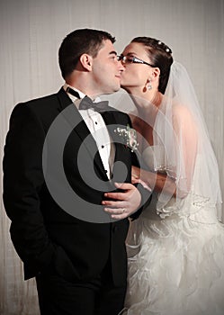 Loving wedding couple