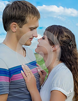 Loving young couple showing their tenderness