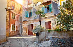 Lovran Istria Croatia. Vintage medieval buildings and houses