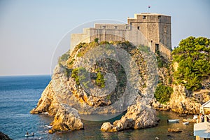 Lovrijenac Fort at the northern harbor entrance from the old town walls in Dubrovnik, Croatia