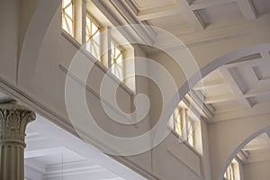 Low angle of the beautiful white design of a building constructed with GIPS photo