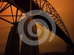 Infrared landscape of Partial View of Bourne Bridge over Cape Cod Canal photo