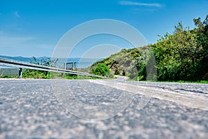 Low angle photo of asphalt road Bursa to Nicaea iznik