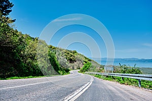 Low angle photo of asphalt road Bursa to Nicaea iznik photo