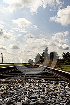 Low angle of railroad tracks.