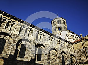 Low angle shot of Abbatiale Saint Austremoine catholic church in Issoire, France