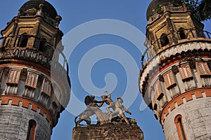 Low angle shot of the beautiful downtown abbeys in Dhanyakuria, India photo