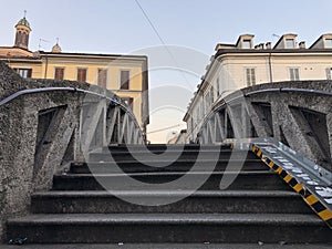 Low angle shot of a bridge of naviglio grande canal in milan italy