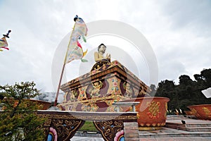 Low angle shot of the Buddha statue in Tathagata Tsal park located in Sikkim, India