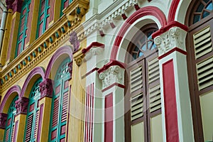 Low angle shot of a colorful building of Tan Teng Niah in Singapore
