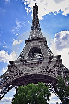 Low angle shot of the Eiffel tower in Prais, France photo