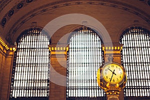 Low angle shot of a famous clock in Grand Central Terminal, New York City, USA