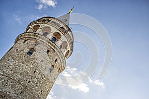 Low Angle Shot Of Galata Tower, Istanbul, Turkey