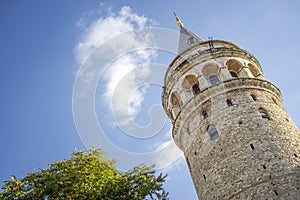 Low Angle Shot Of Galata Tower, Istanbul, Turkey