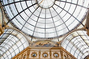 Low angle shot of Galleria Vittorio Emanuele II in Milan,Italy