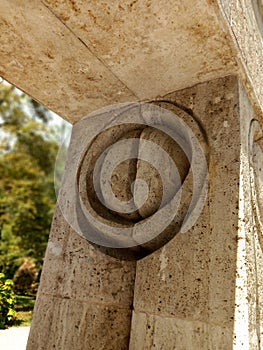 Low angle shot of the Gate Of The Kiss detail in a park in Romania