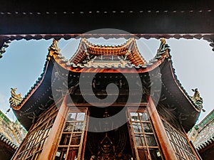 Low angle shot of a historic Kaifeng Temple in China