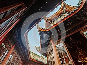 Low angle shot of a historic Kaifeng Temple in China