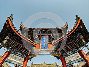 Low angle shot of a historic Kaifeng temple in China
