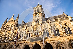 Low angle shot of the historic Northampton Guildhall building in St Giles' Square