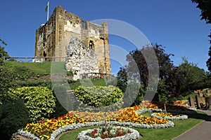 Low angle shot of the historical Guildford Castle in Guildford, the UK with a nice garden