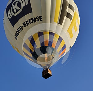 Low angle shot of the Knorr-Bremse hot air balloon with flame