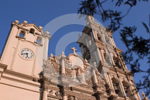 Low angle shot of Metropolitan Cathedral of Our Lady of Monterrey in Macroplaza, Mexico
