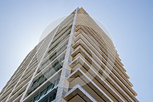 Low Angle Shot of a modern multistage building in Tel Aviv, Israel