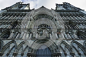 Low angle shot of Nidaros Cathedral in Trondheim Norway