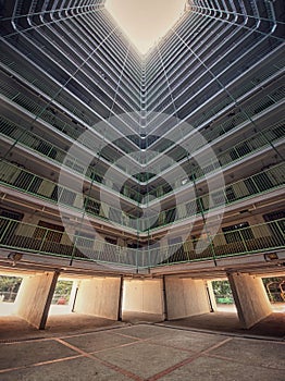 Low angle shot of the Oi Man governmental estate in Hong Kong photo