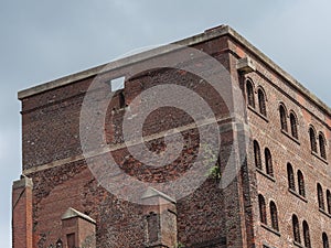 Low angle shot of an old coalery building in the town of Herten, Germany