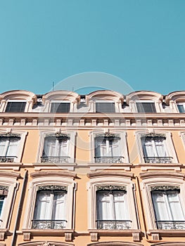 Low angle shot of an old residential building. Lyon, France