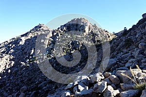 Low angle shot of the rocks and mountains in La umorosa, Baja California, in Mexico photo