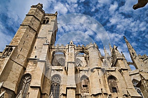 Low angle shot of Saints Justus and Pastor Cathedral in Narbonne, France photo