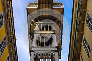 Low angle shot of Santa Justa Lift in Lisbon, Portugal