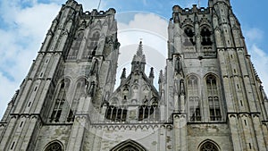 Low-angle shot of St Michael and St Gudula Cathedral, Brussels, Belgium