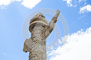 Low angle shot of a stone huabiao in front of the Tiananmen in Beijing photo