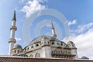 Low Angle Shot Of Taksim Mosque Construction, Istanbul, Turkey photo